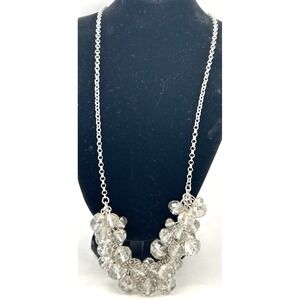Simply Vera Wang Necklace Crystal Smokey Silver Tone Beaded 22"+3 1/2"Ext